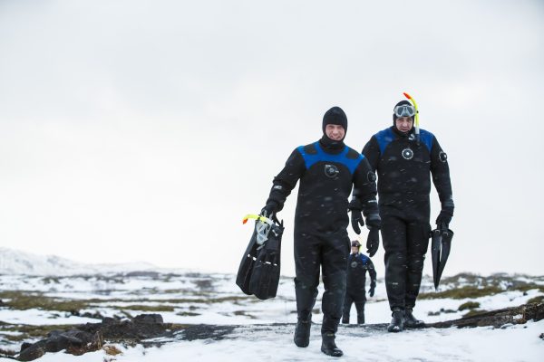 Dan manages a smile after experiencing a snorkel in the Silfra Crack.