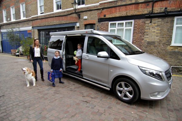 The rear seats also fold down flat into a bed at the press of a button and the roof elevates electronically too.