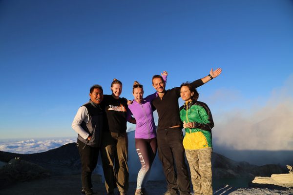 Matt with an all-girl first course for his Adventure Academy. And yes, they're stood on a volcano. 