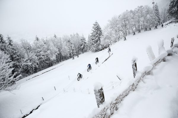 The second edition of Europe’s first Snow Bike Festival will take place in GSTAAD from January 22 – 24, 2016 and will feature a 3 Day Stage Race, Eliminator Night Race, Fun Ride, Snow Bike Party & Fat Bike EXPO. Photo by: SNOW BIKE FESTIVAL/Sportograf
